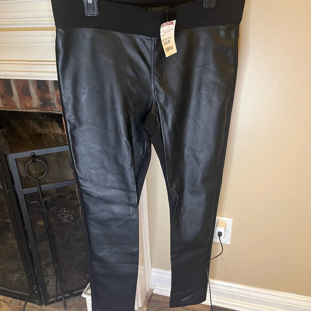 Lauren Ralph Lauren Faux Leather Pull On Pants 12 - Picture 9 of 9
